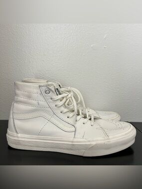 VANS Sk8-Hi High-top White Leather Sneakers Shoes Womens Size 9 Mens 7.5 Skate